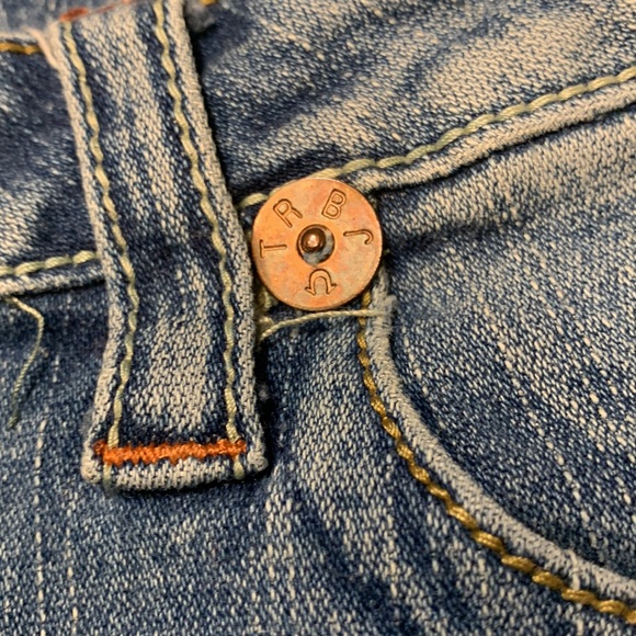 🌹Y2K VINTAGE TRUE RELIGION • Low Rise Stretch Cut Blue Denim Shorts - Picture 5 of 14